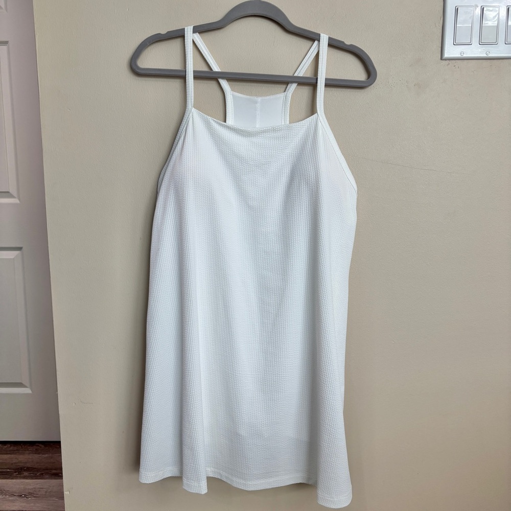 LOWEST Avia Athletic White Textured Strappy Tank Dress with Built In Shorts